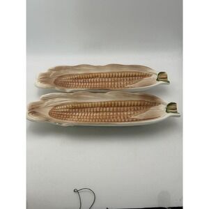 Lillian Vernon Hand‎ Painted Corn Cob Ceramic Relish Dishes Set of 2 Japan